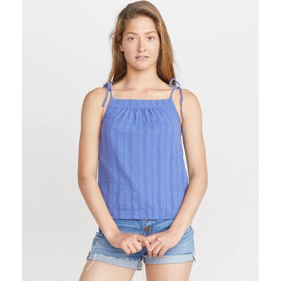 Marine Layer Catherine Faded Dahlia Tie-Shoulder Tank Top Cotton Blue Womens‎ XL - Picture 1 of 12